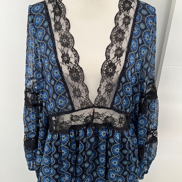 MISA Los Angeles Sansia Maxi Dress NWT Blue Lace Flowing Work Party Trendy - Picture 7 of 17